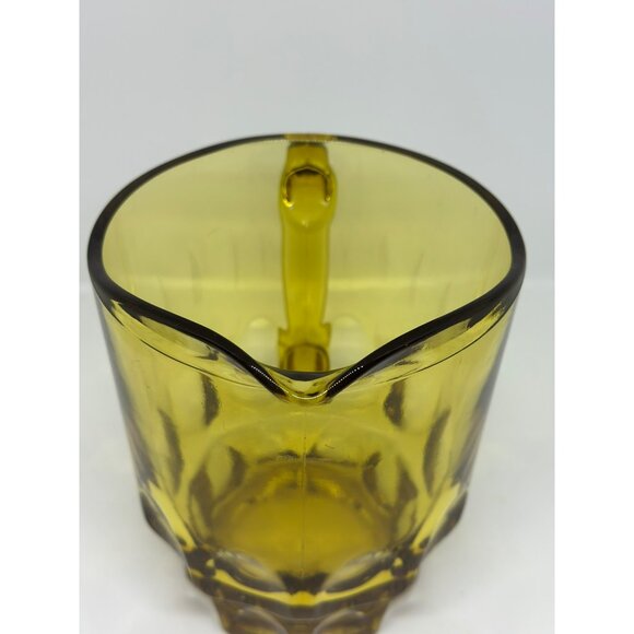 VTG Hazel Atlas Amber Glass Thumbprint Pitcher - Mid-Century Farmhouse Decor USA - Picture 2 of 7